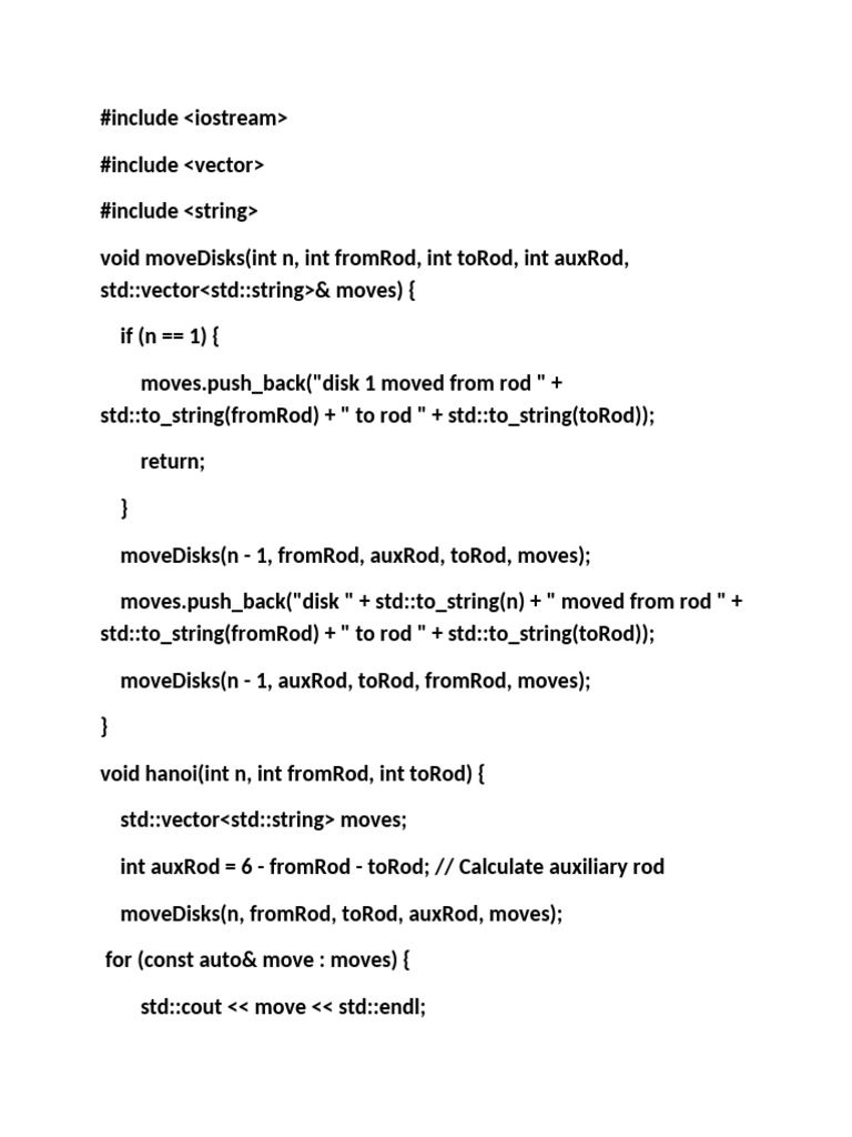 Tower of Hanoi C++ Solution | PDF | Teaching Methods & Materials
