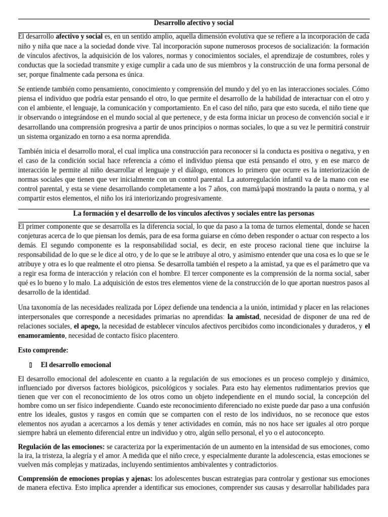 Desarrollo Afectivo y Social | PDF | Las emociones | Moralidad