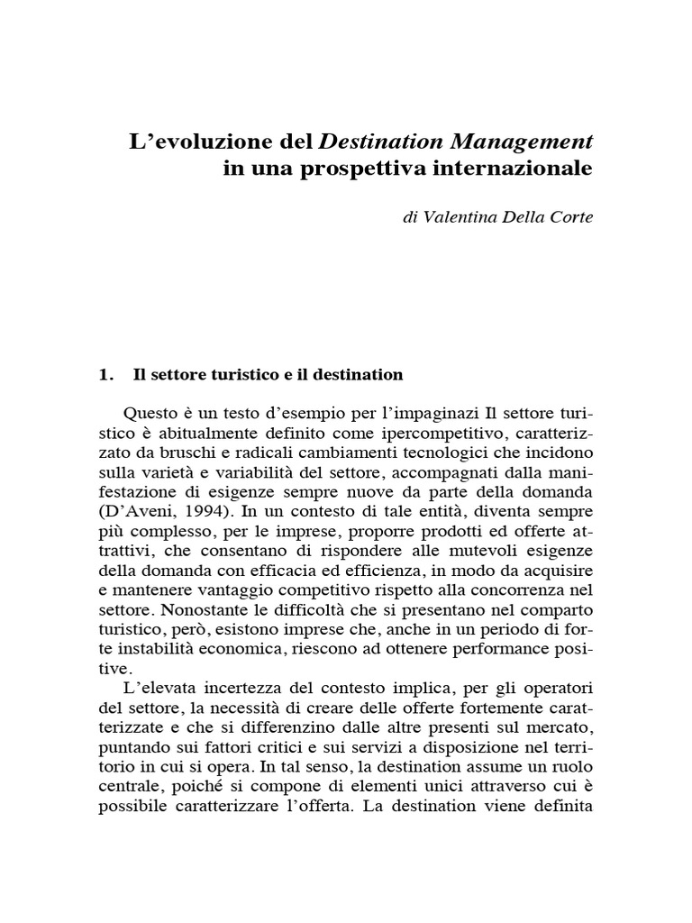 Levoluzione Del Destination Management I | PDF