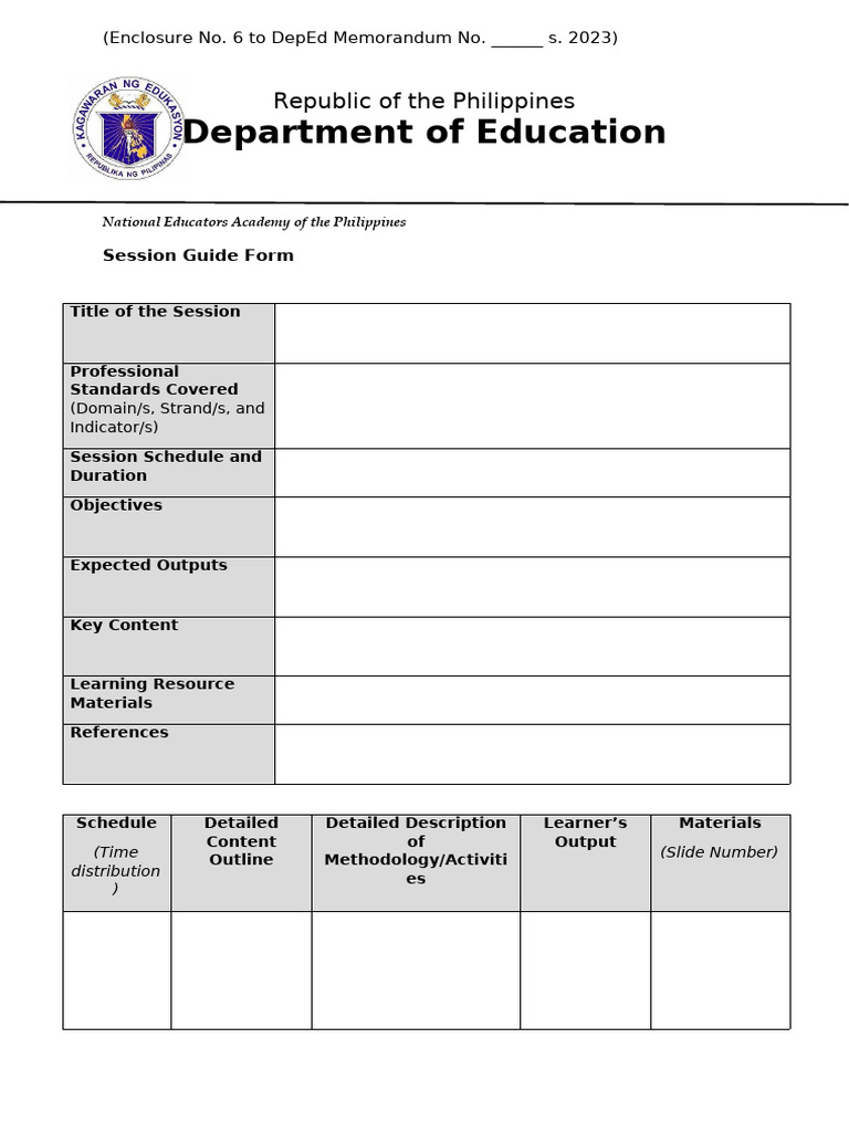 DepEd Session Guide Template 2023 | PDF | Career & Growth | Foreign ...