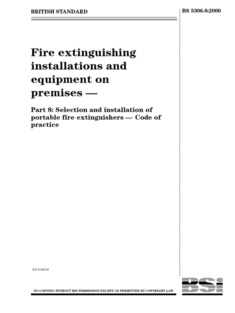 BS 53068 2000 Selection & installation of portable fire extinguisher