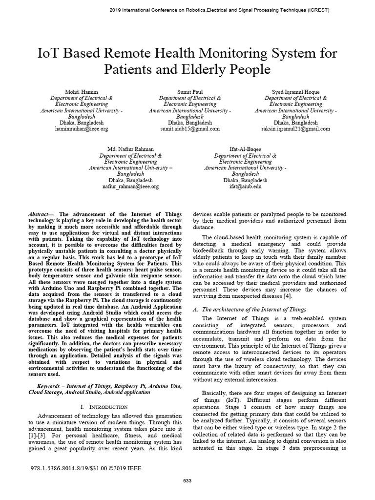 IoT Based Remote Health Monitoring System For Patients and Elderly ...