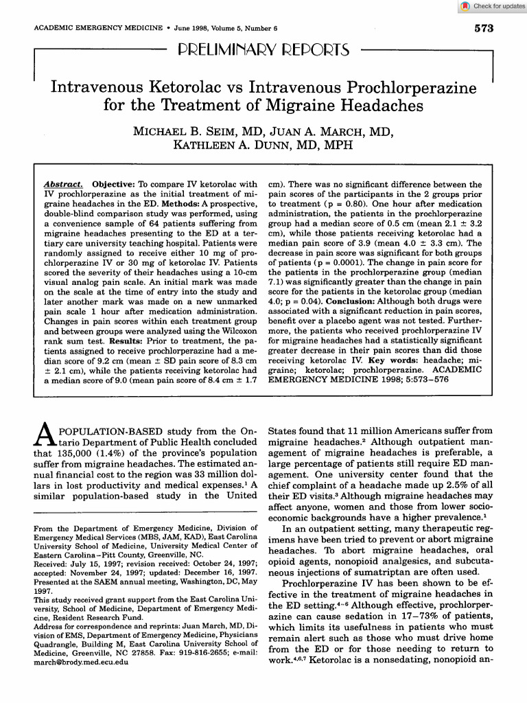 Academic Emergency Medicine - 2008 - Seim - Intravenous Ketorolac Vs ...
