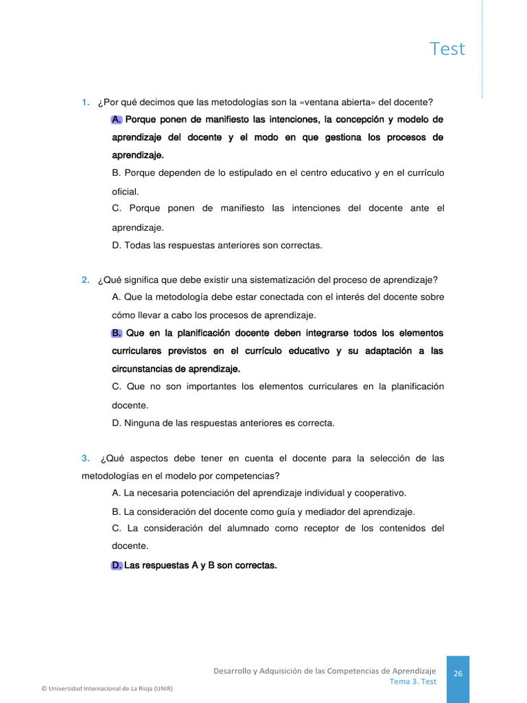 Tema 3. TEST | PDF