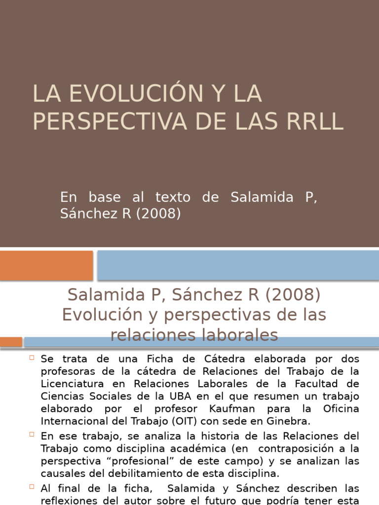 1 Evolucion - y - Perspectiva - de - Las - RRLL | PDF | Relaciones ...