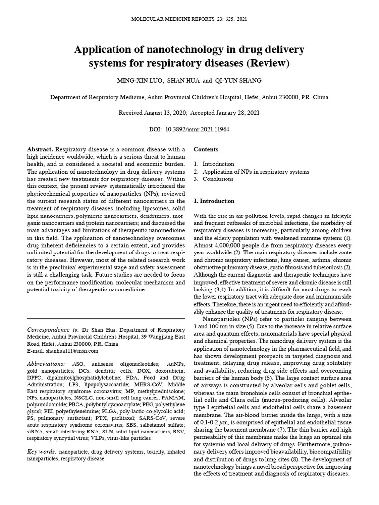 Application of Nanotechnology in Drug Delivery Systems For 1fxmlr2r4q ...