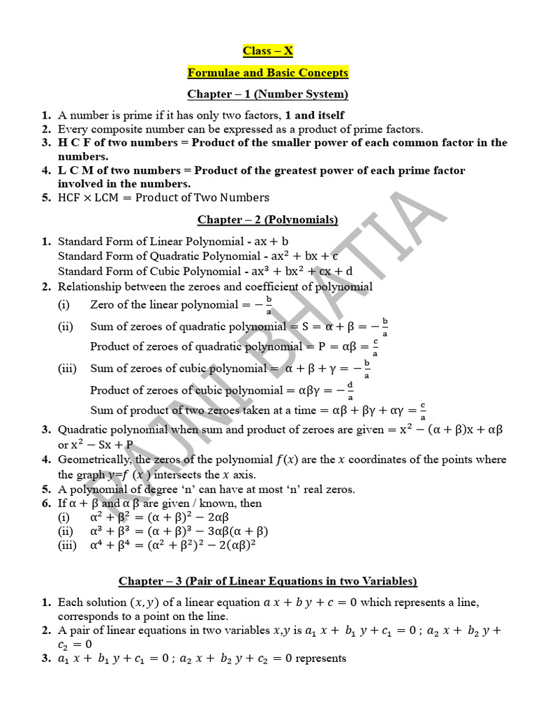 Essential Math Formulas and Concepts | PDF | Polynomial | Quadratic ...