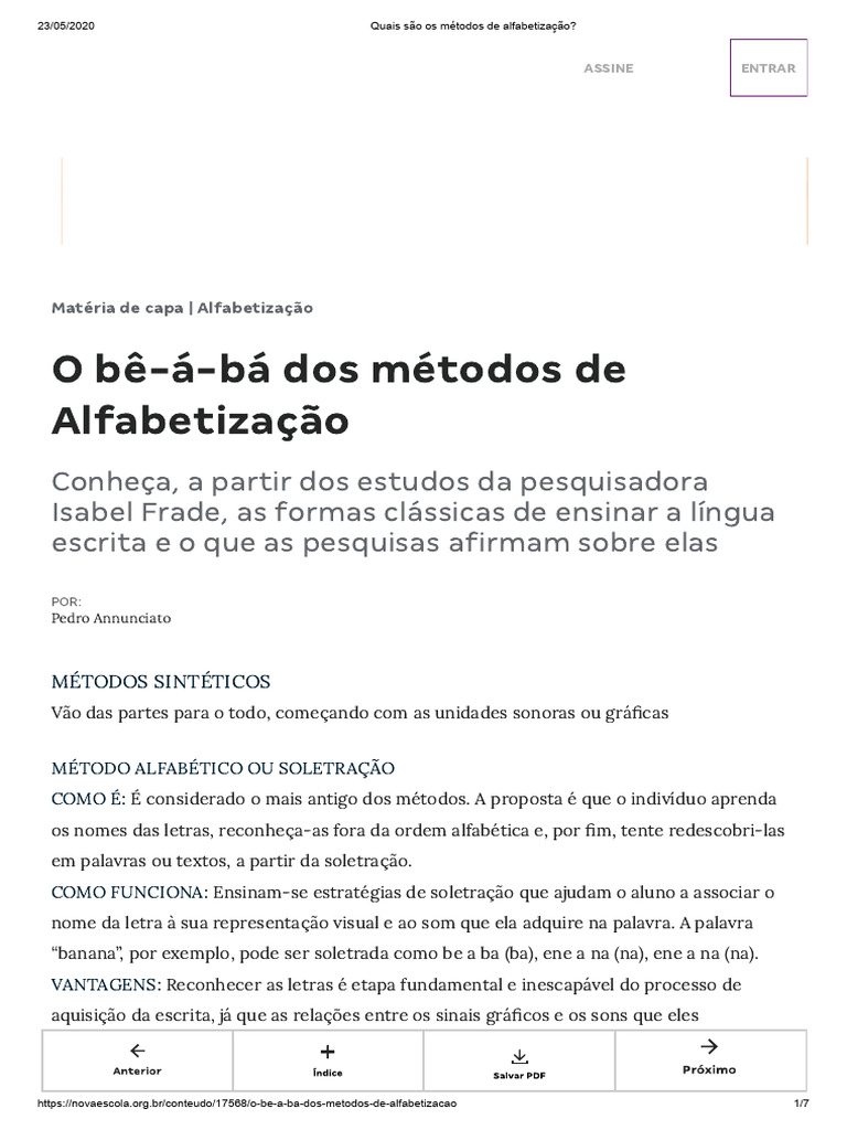 Quais são os métodos de alfabetização_ | PDF | Alfabetização | Fonema