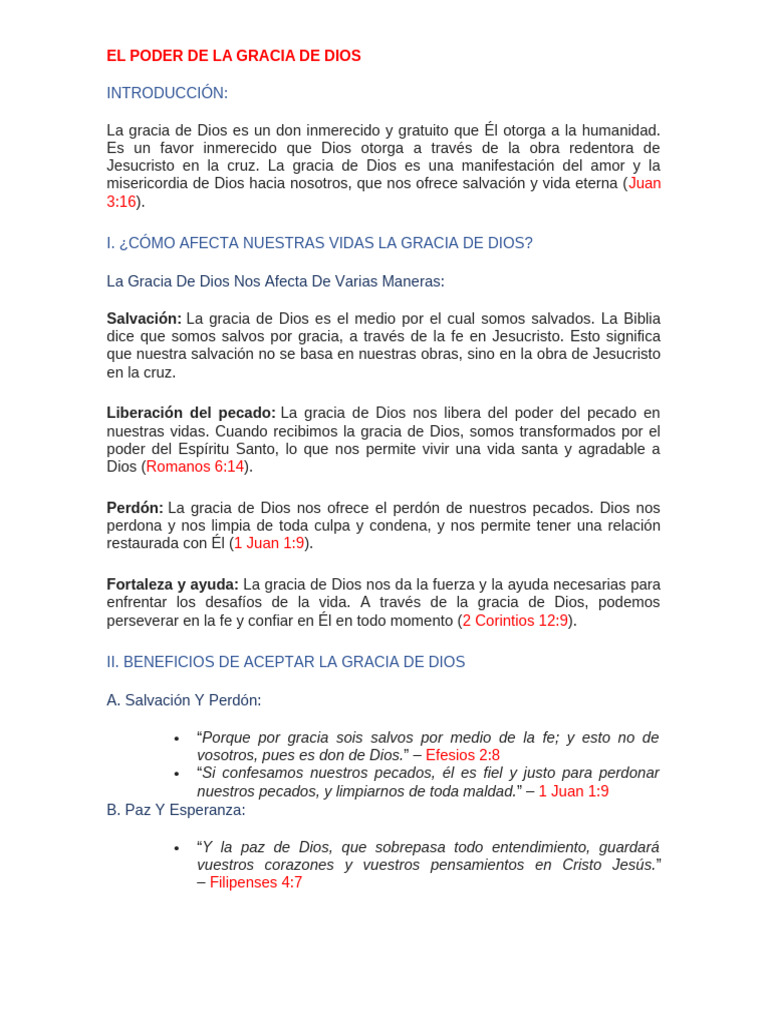 El Poder de La Gracia de Dios | PDF | Gracia divina | Salvación
