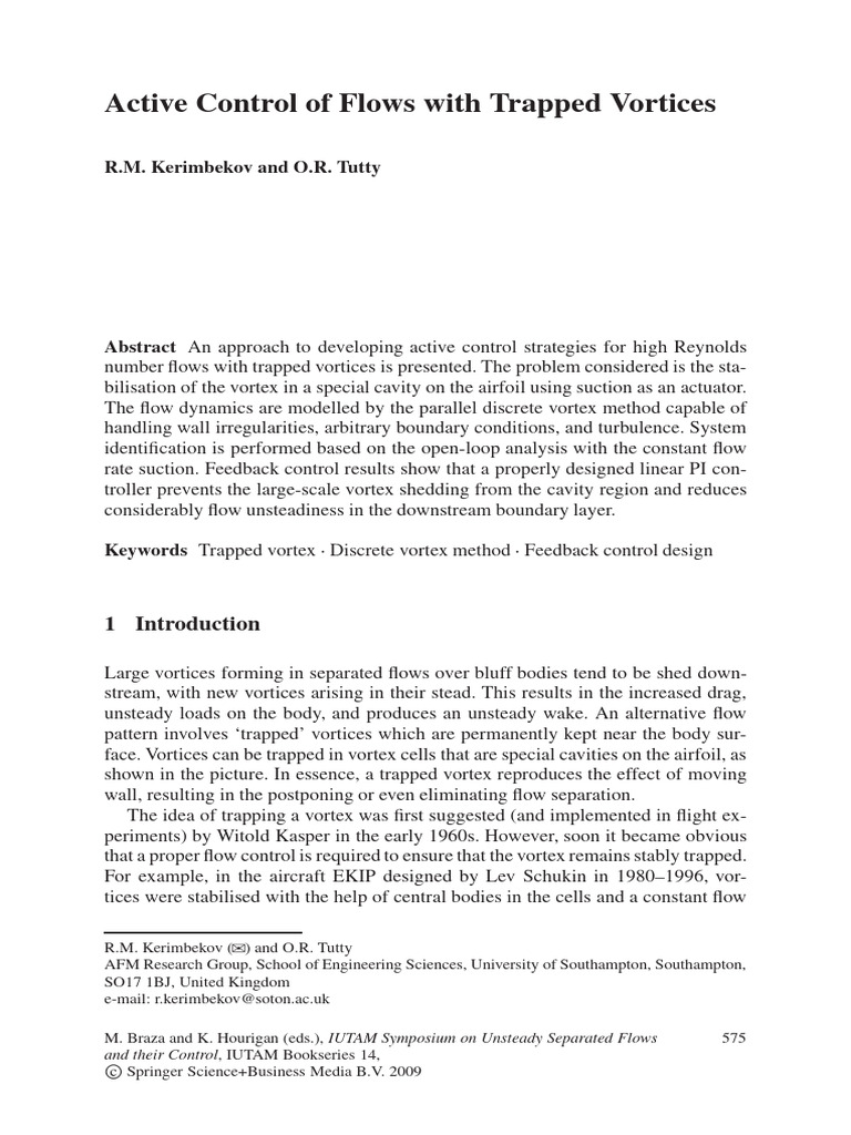 Active Control of Trapped Vortices | PDF | Vortices | Computational ...