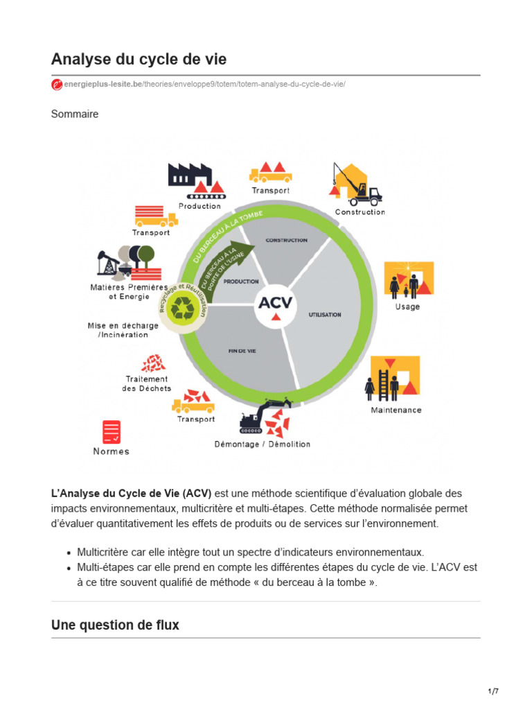 Méthode d'Analyse du Cycle de Vie (ACV) | PDF | Analyse du cycle de vie