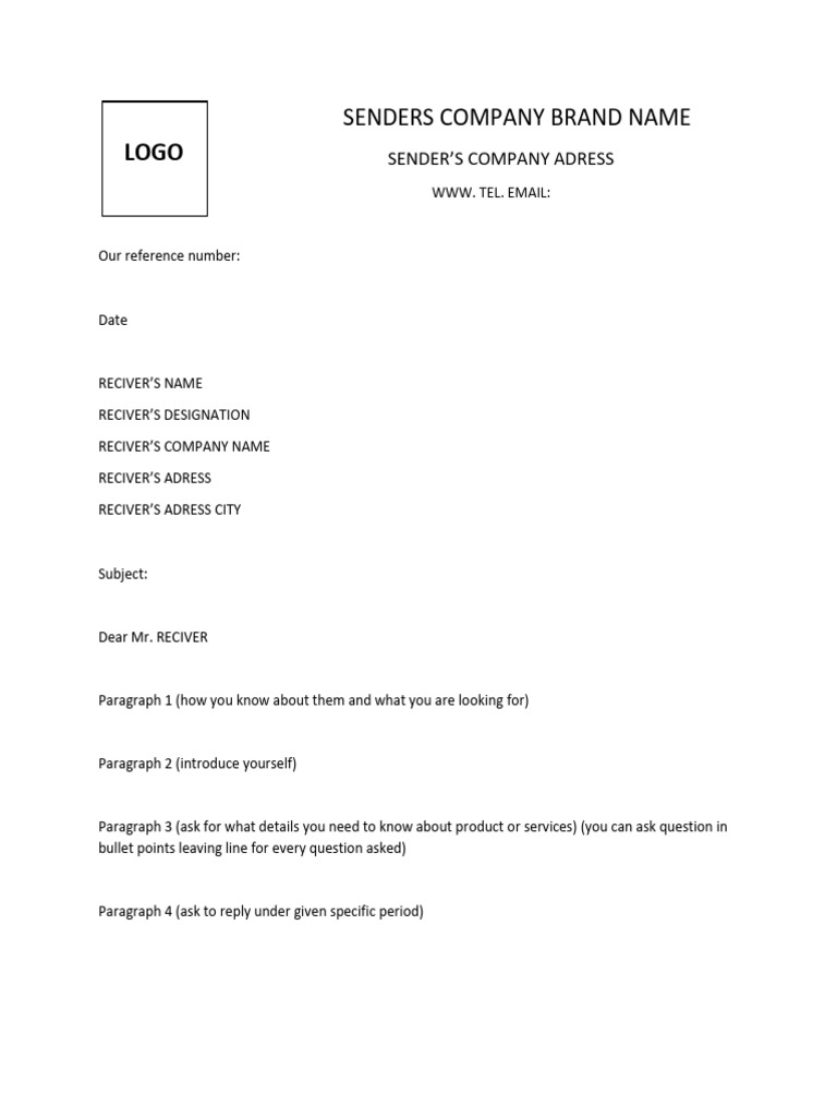 Inquiry Letter Format | PDF