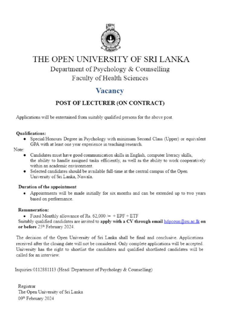 Open University of Sri Lanka PDF