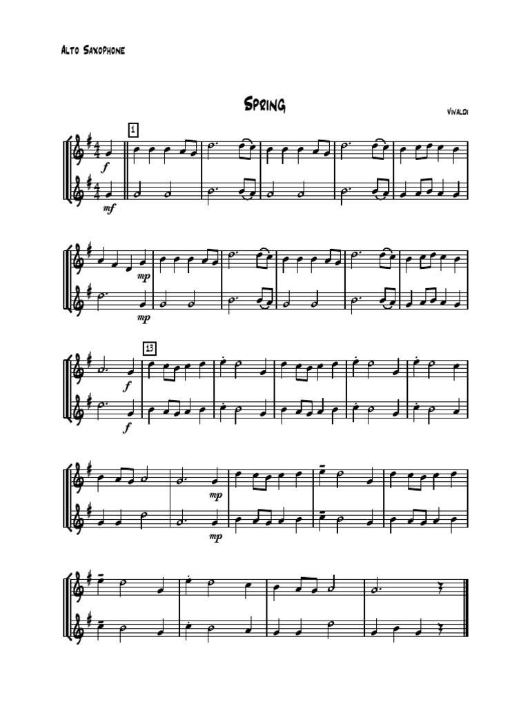 Spring Duo Alto Saxophone | PDF
