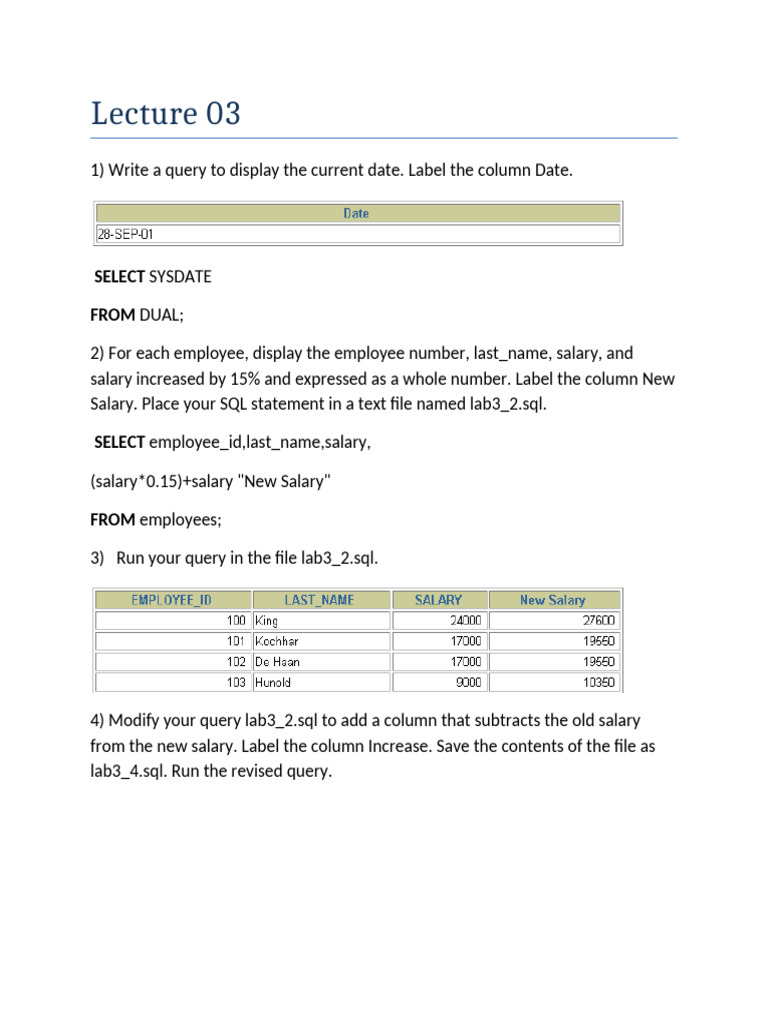 Lecture 03 | PDF | Sql | Data