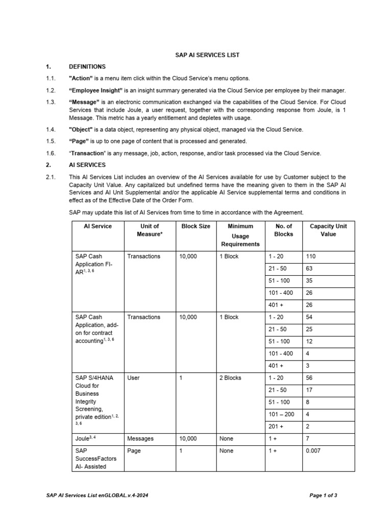 Sap ai services list pdf cloud computing information technology