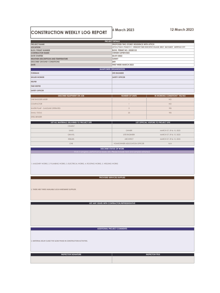 2023 - 2024 IC-Construction-Daily-Log-Template-Updated-8866 | PDF ...