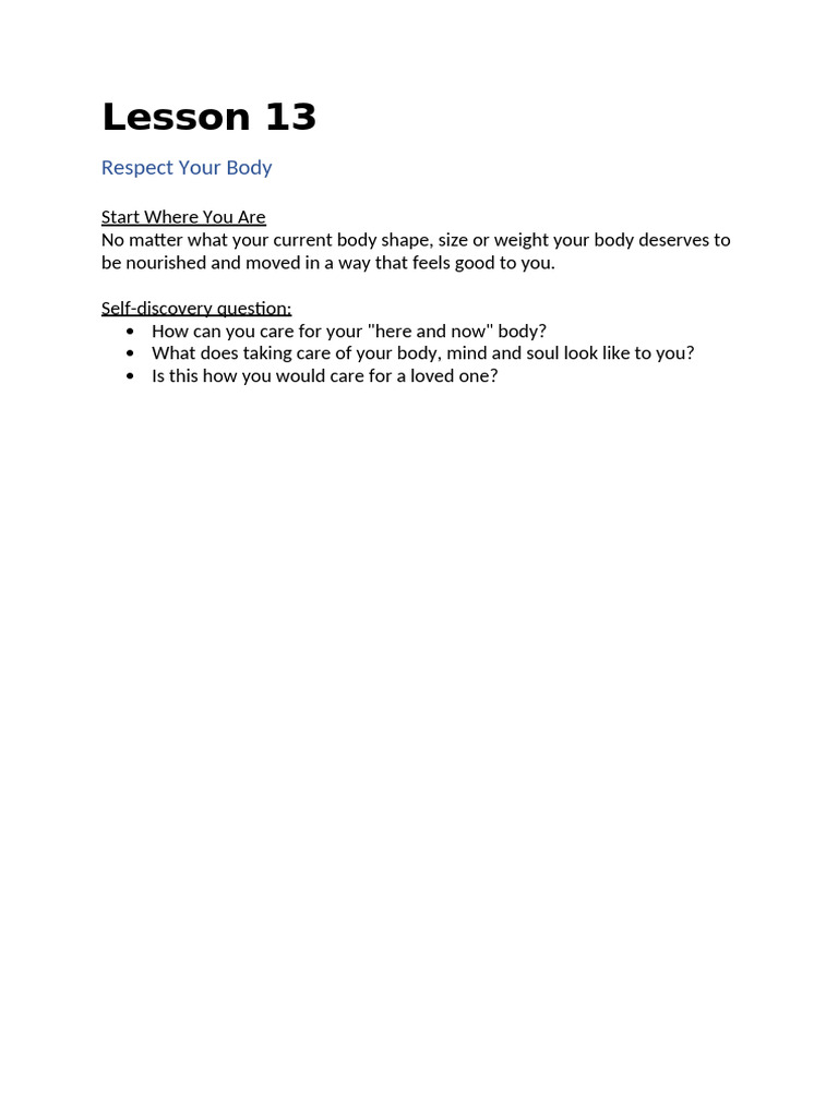 Lesson+13+ +Respect+Your+Body | PDF