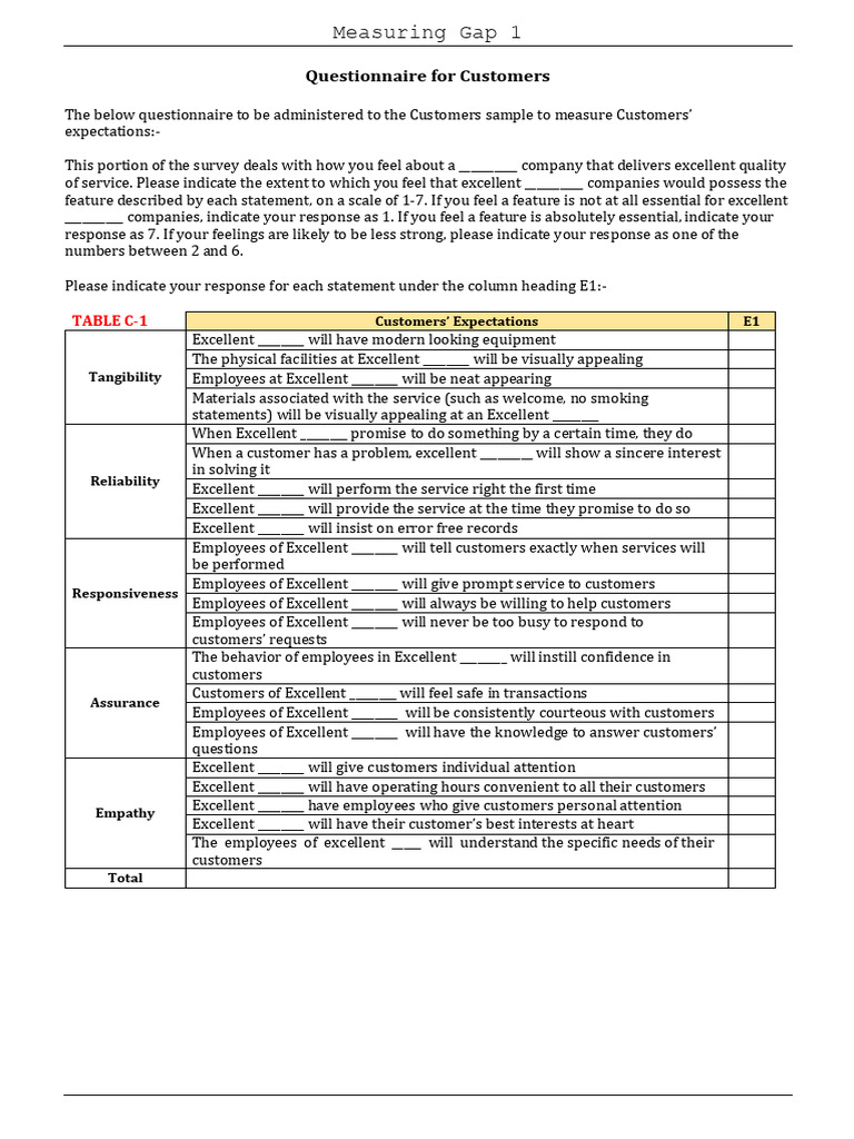 Customer Expectations Survey Template | PDF | Questionnaire | Empathy