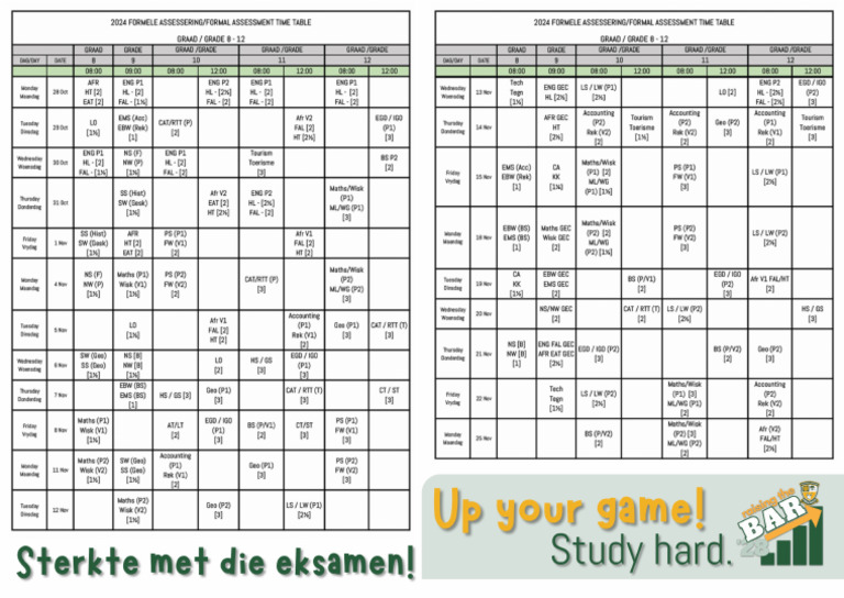 Exam Timetable Nov 2024 | PDF