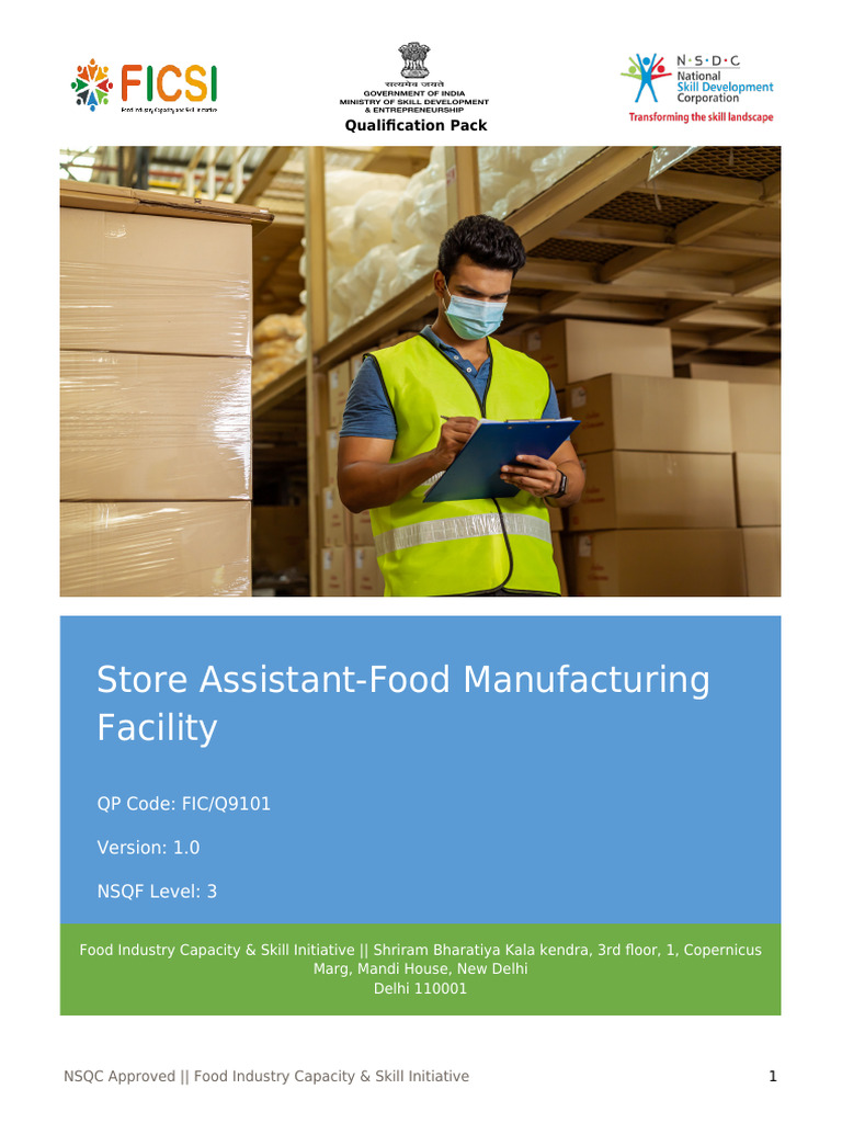 Store Assistant Qualification Pack | PDF | Occupational Safety And ...