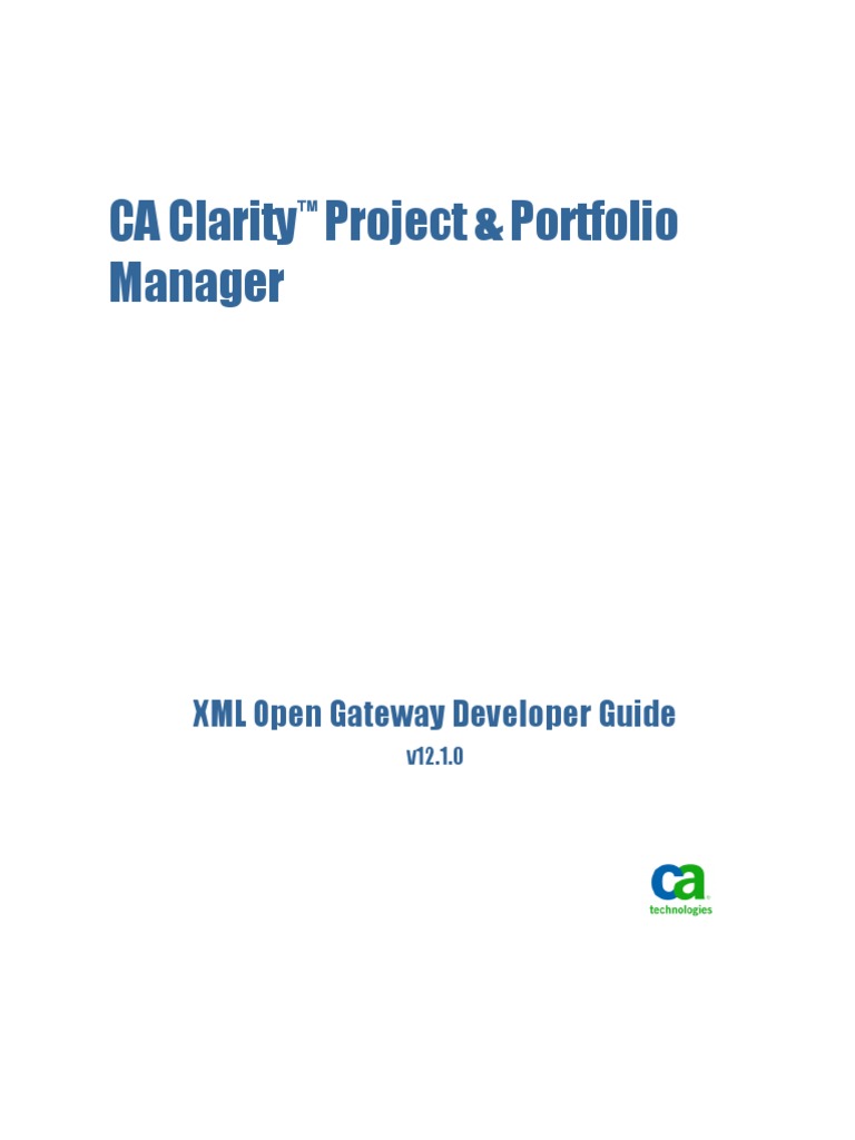 CAClarityPPM XML Open Gateway Developer Guide ENU | PDF | Soap | Web Service