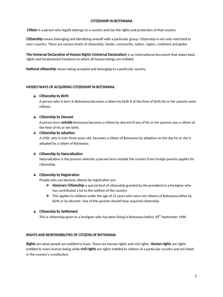 Understanding Citizenship in Botswana | PDF | Peacekeeping | African Union