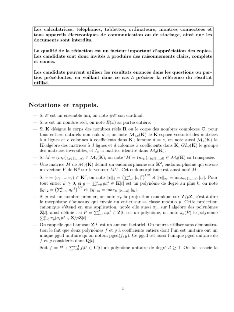 Interdiction des appareils électroniques | PDF | Polynôme | Matrice ...
