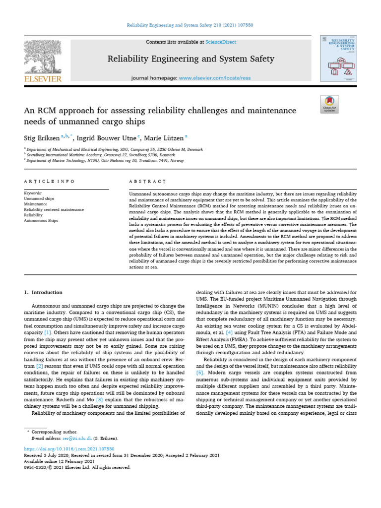 1 s2.0 S0951832021001058 Main | PDF | Reliability Engineering | Risk