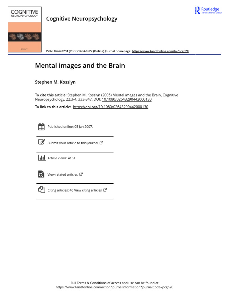 Mental Imagery and Brain Function Insights | PDF | Mental Image ...
