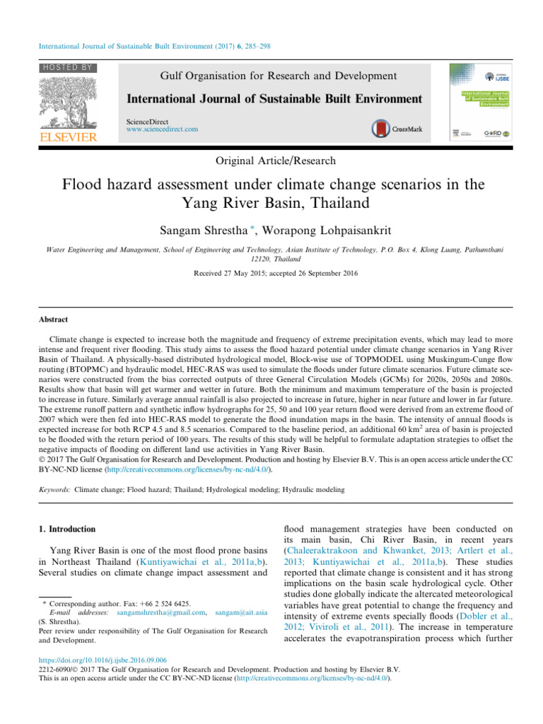 Flood Hazard Assessment Under Climate Change Scenarios in The | PDF ...