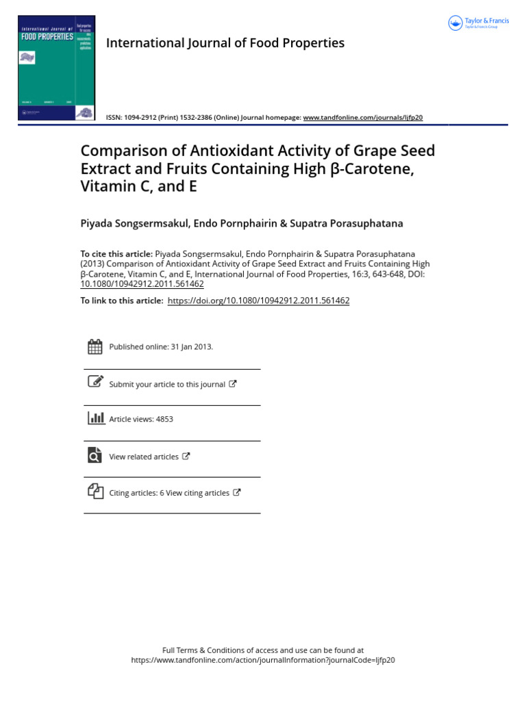 Comparison of Antioxidant Activity of Grape Seed Extract and Fruits ...