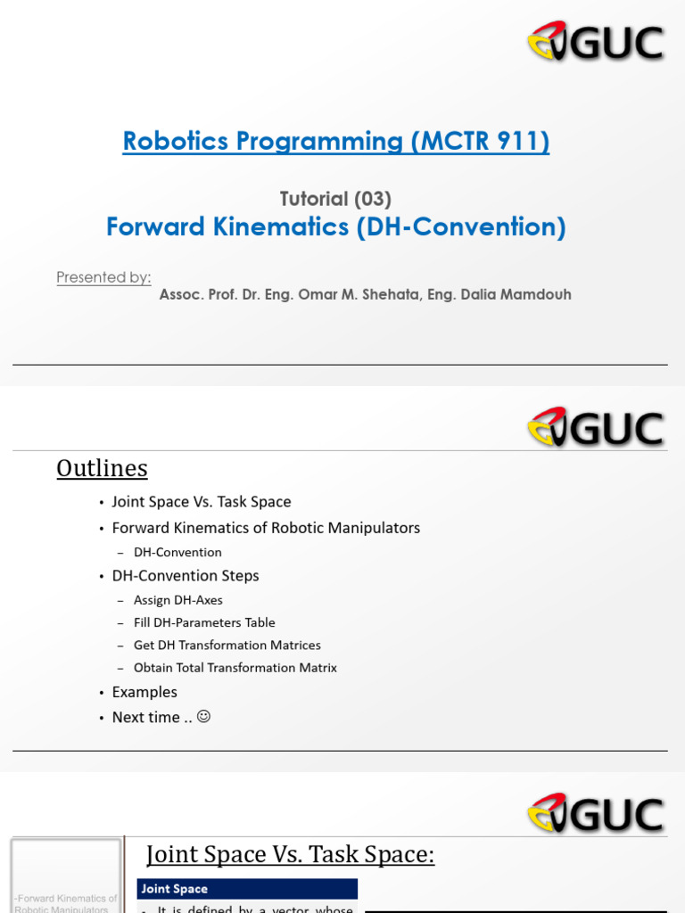 Forward Kinematics in Robotics: DH Convention | PDF | Physics ...