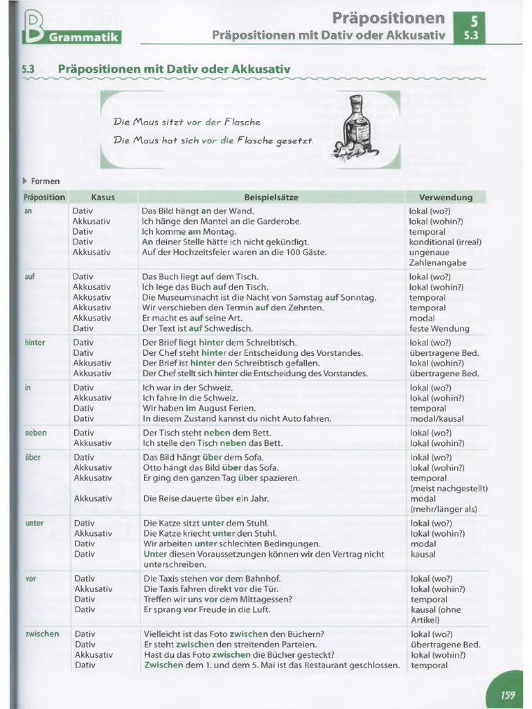 Präpositionen in Dativ und Akkusativ | PDF
