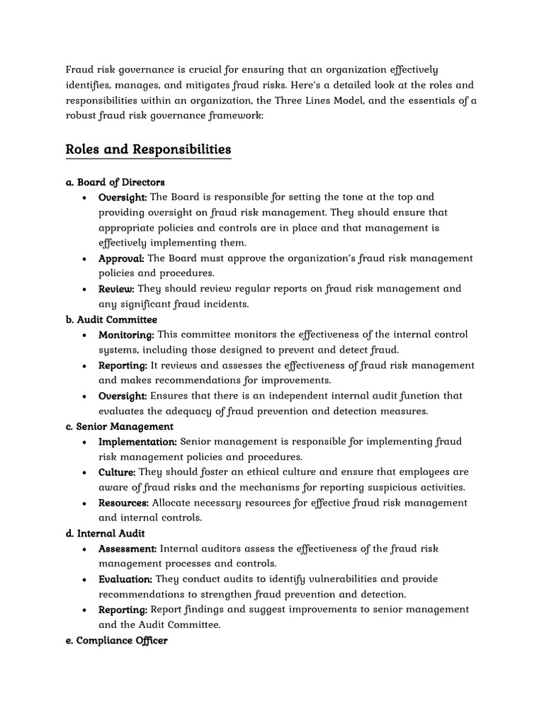 Fraud Risk Governance Framework Overview | PDF | Internal Control ...