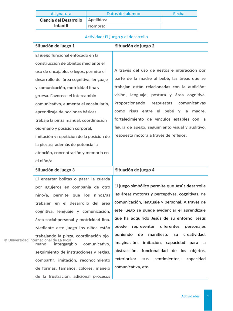 Juegos y Desarrollo Infantil | PDF | Aprendizaje | Comunicación