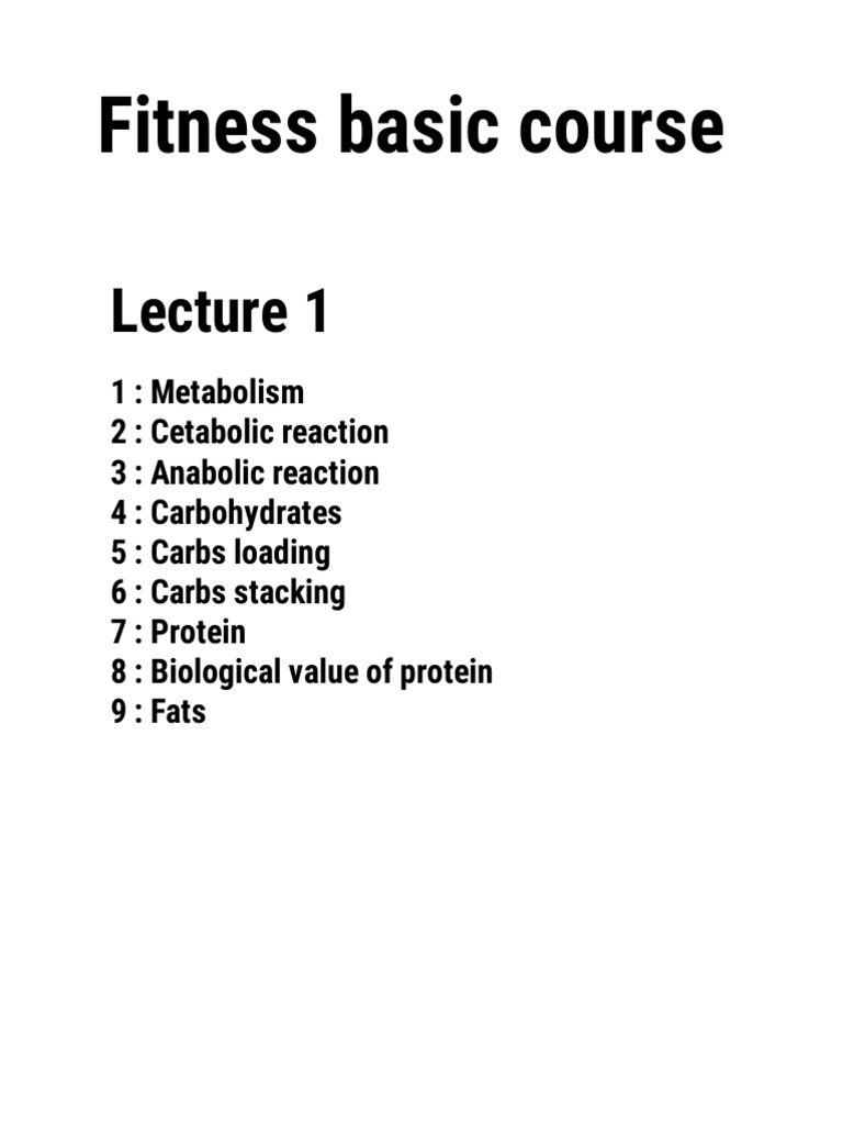Fitness Basic Lecture 1 | PDF | Wellness