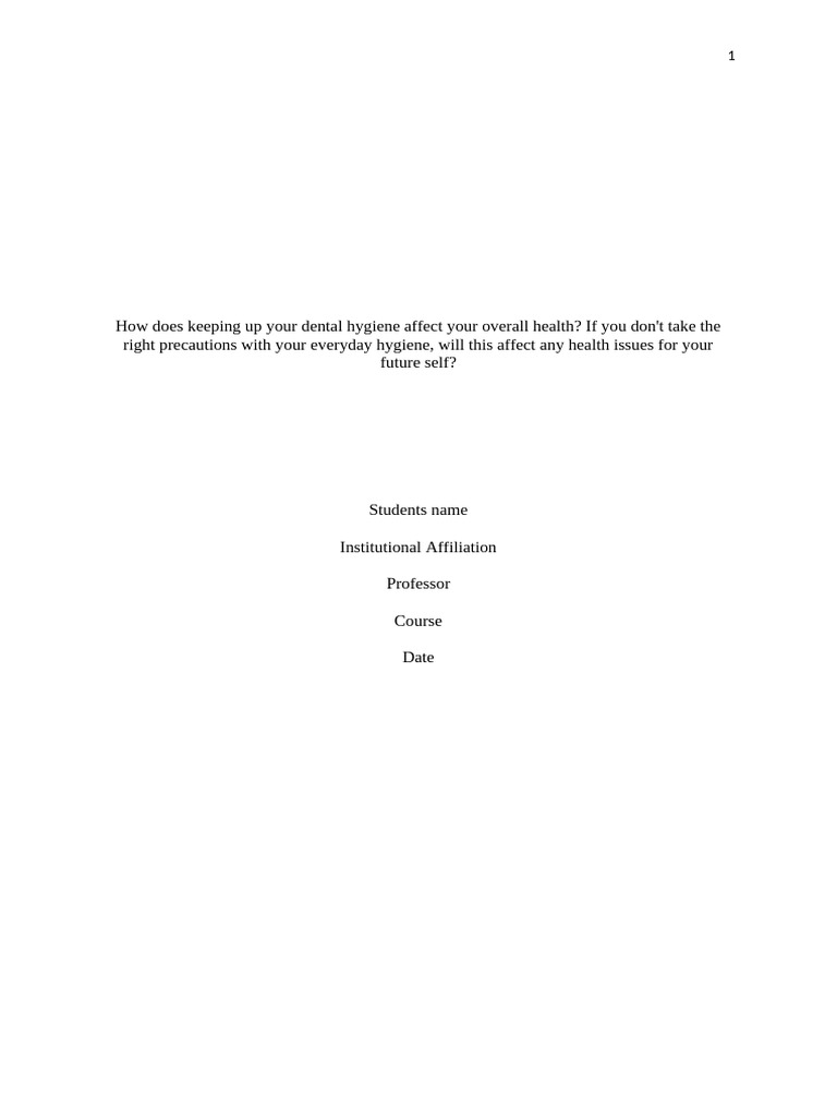 Dental Hygiene 1 | PDF | Oral Hygiene | Dentistry