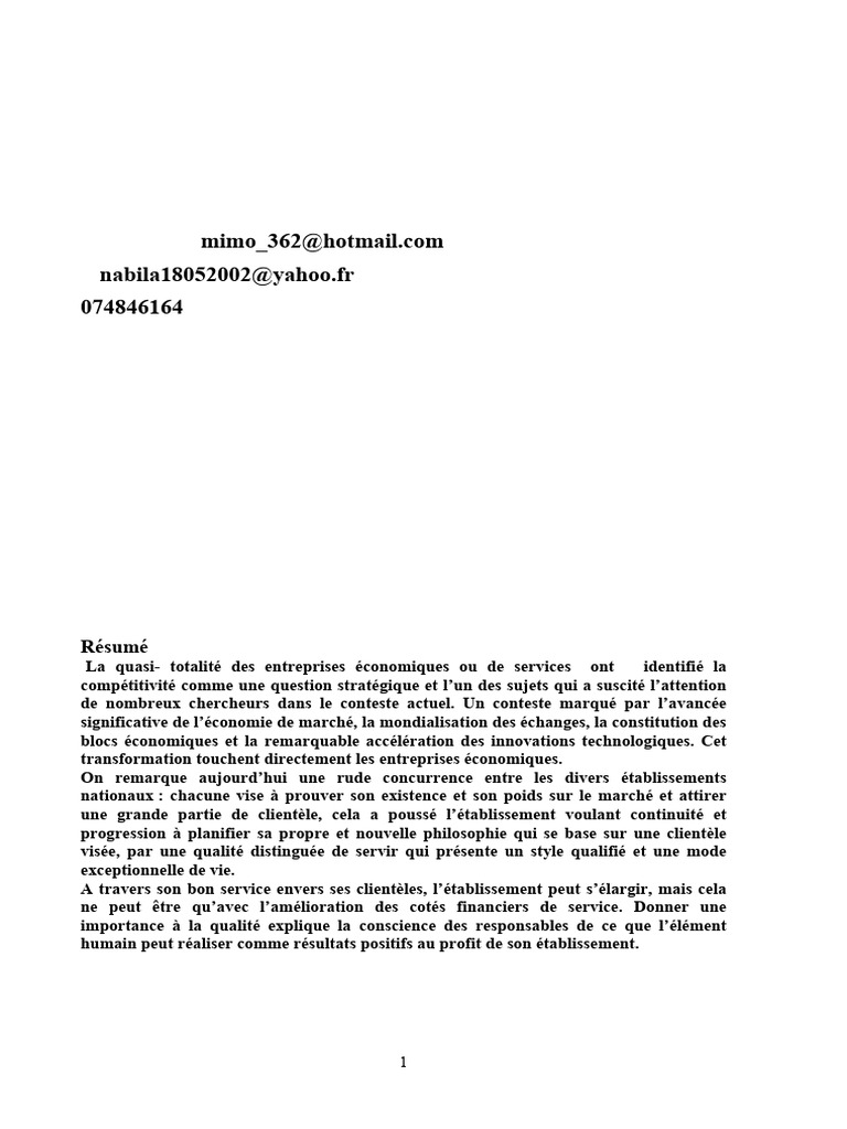 Qualité du service client et compétitivité | PDF | Économie | Business
