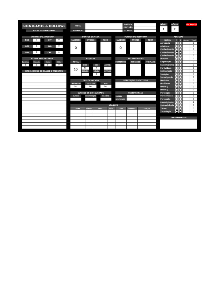 Ficha de Shinigami para RPG | PDF