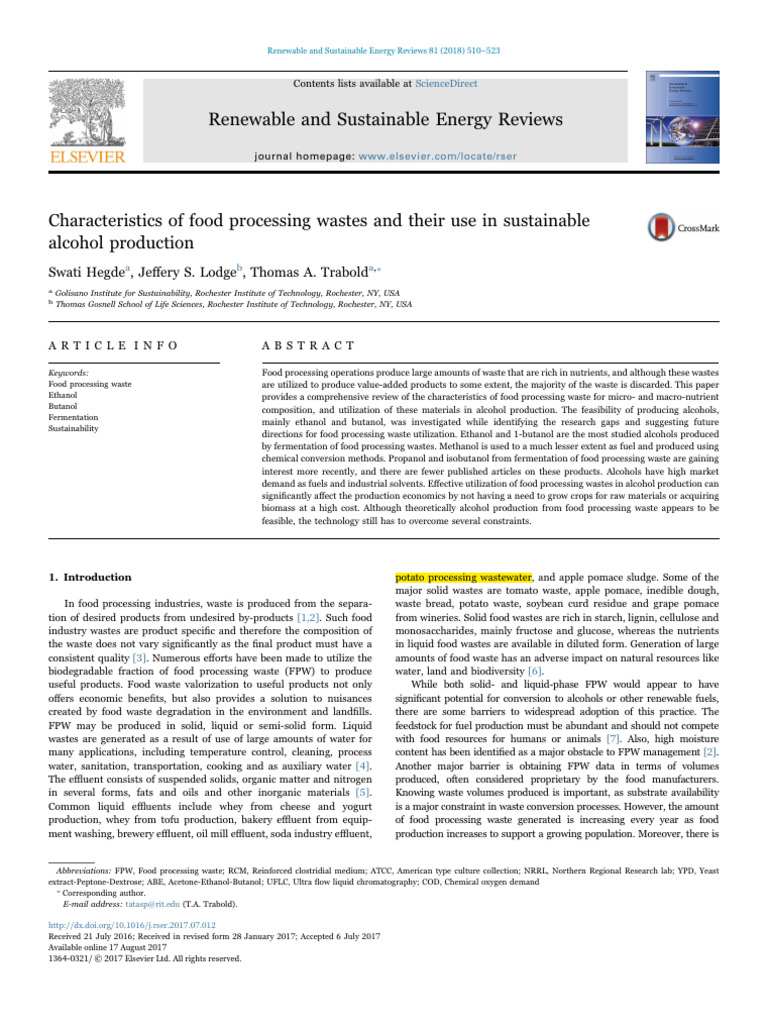 1 s2.0 S1364032117310845 Main | PDF | Ethanol | Biofuel