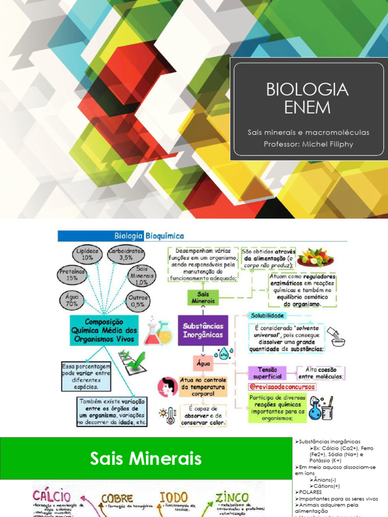 Sais Minerais e Macromoléculas no ENEM | PDF | Carboidratos | Lipídio