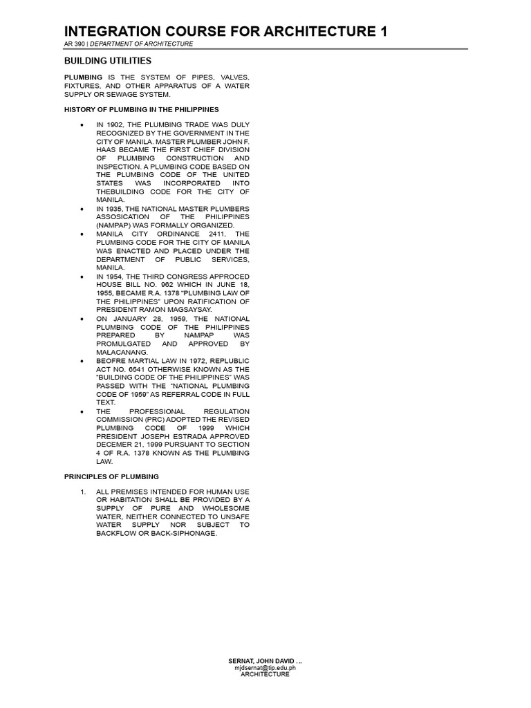 Plumbing Code Overview for Manila | PDF | Plumbing | Sanitary Sewer