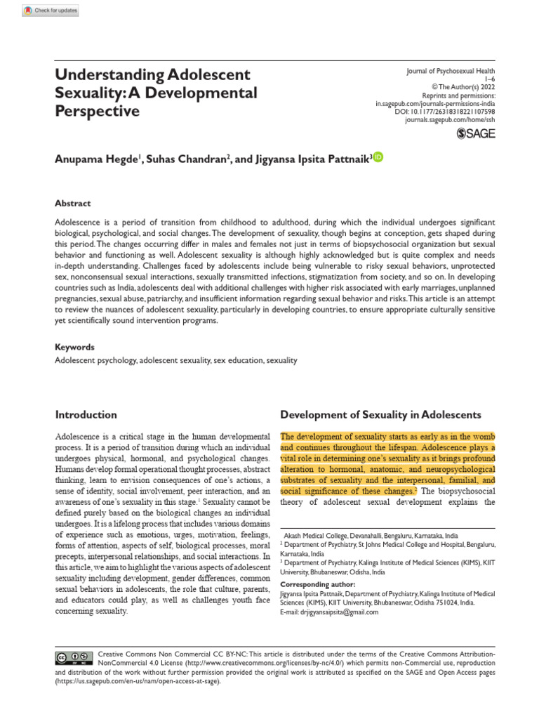 Adolescent Sexuality Development Insights | PDF | Adolescence | Human ...