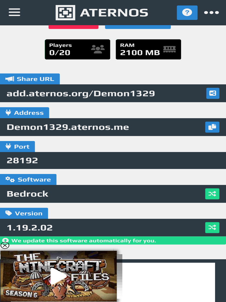 CREATE YOUR FREE MINECRAFT SERVER WITH ATERNOS visual data 8