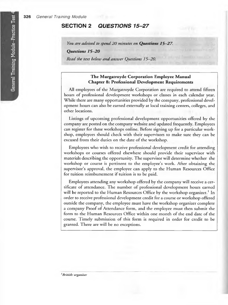 General Training Module Practice Test | PDF | Career & Growth