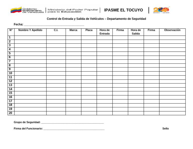 Control de Vehículos en IPASME Tocuyo | PDF