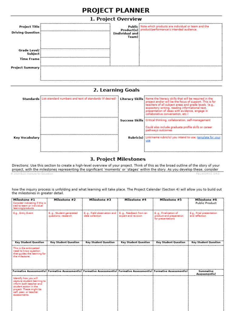 PBLWorks Project Planner v2019 Notes 0 | PDF | Educational Assessment ...