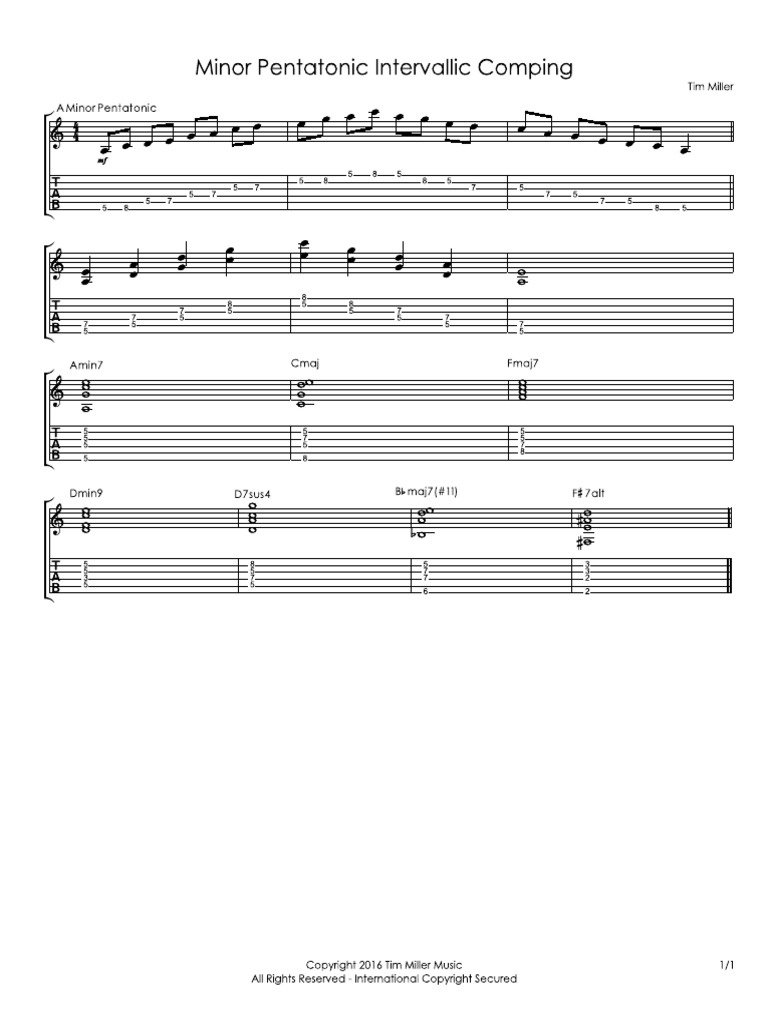 10 minor pentatonic intervallic comping chart pdf
