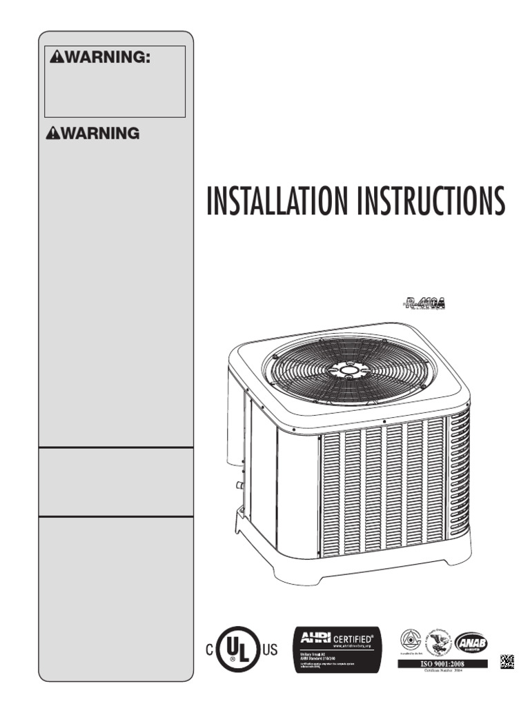 Installation Guide Rheem RA14 | PDF